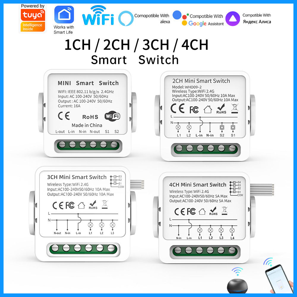 Tuya WiFi Smart Switch 1/2/3/4 - Tuya 4 Channel ulasan dan harga